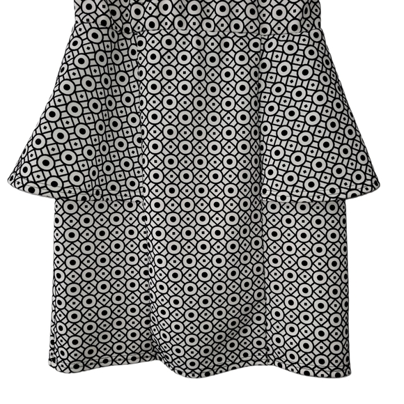 BLACK and White Evening Dress Raised Pattern Peplum Mini Dress Size 10 - Picture 3 of 8